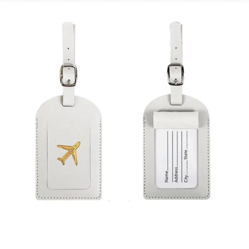 étiquette de bagage en cuir pu pour femmes et hommes, étiquette d'identification de valise, sac d'embarquement, nom, identification, porte-adresse, accessoires de voyage
