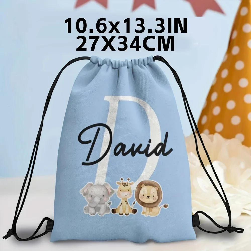 1 sac à dos à cordon personnalisé sur le thème des animaux mignons, 12 options de couleurs au choix, personnalisation du nom.