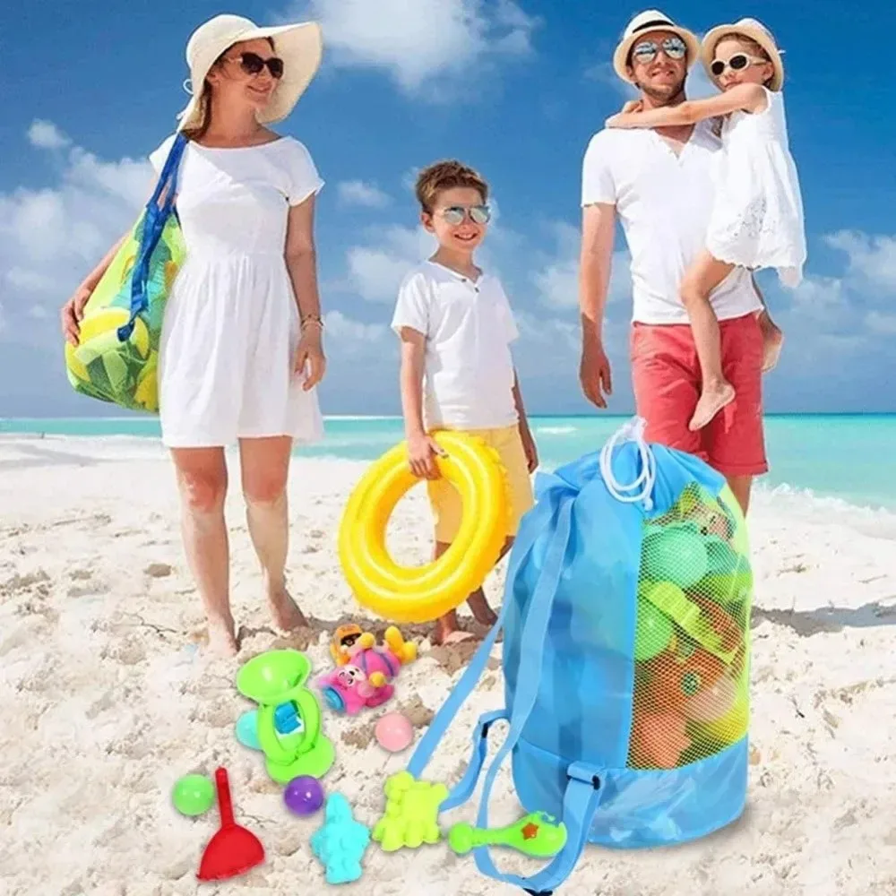 sac à dos de plage durable résistant au sable, extra-large, avec fermeture à cordon, sacs de rangement de plage, bretelles réglables, sac de plage en maille pour le voyage