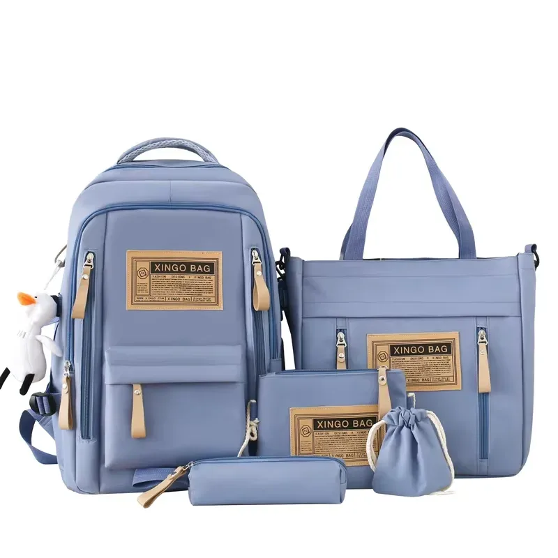 ensemble de 5 pendentifs gratuits, style forêt, version coréenne, sac à dos décontracté pour étudiantes harajuku pour lycéennes, grande capacité