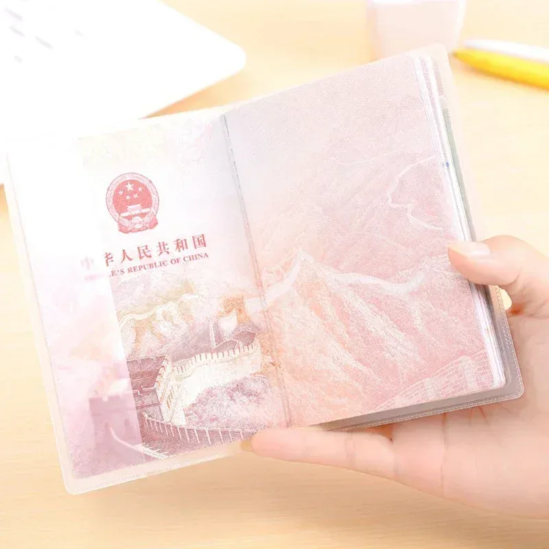 pochette de passeport en pvc transparente givrée, imperméable, anti-poussière, durable, protection des documents, voyage, voyage d'affaires, utilisation quotidienne en extérieur