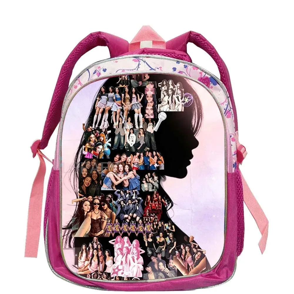 sacs à dos tendance katseye roses pour enfants, sacs d'école pour adolescentes et adolescents, sac à dos décontracté et tendance 12 pouces