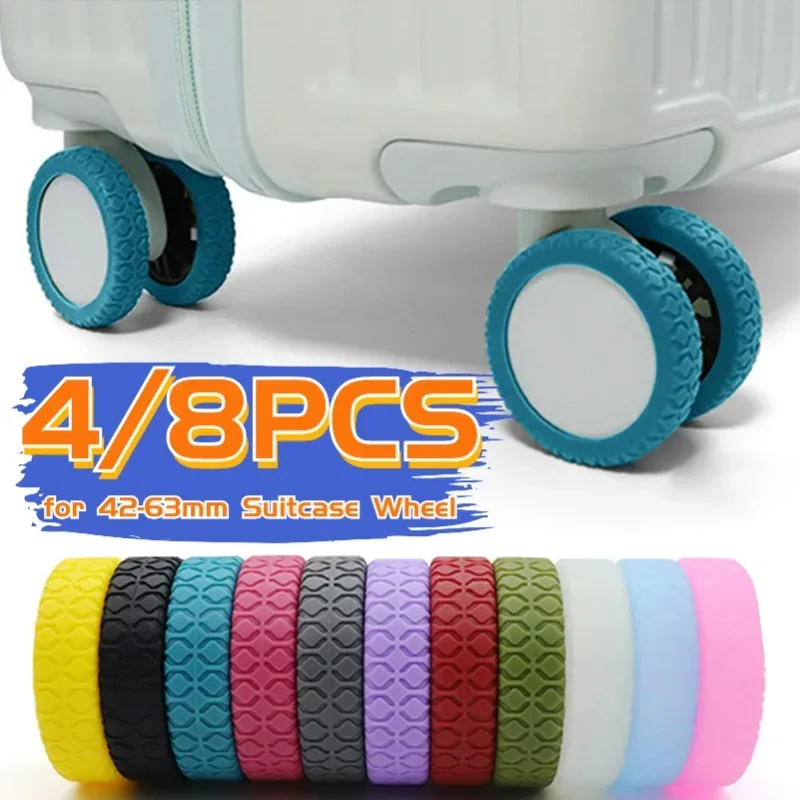 Housse de protection de roue de bagage en Silicone, accessoire de valise, housse de protection de roue antidérapante, boîtier de chariot, manchon de roulette silencieux, 8/4 pièces