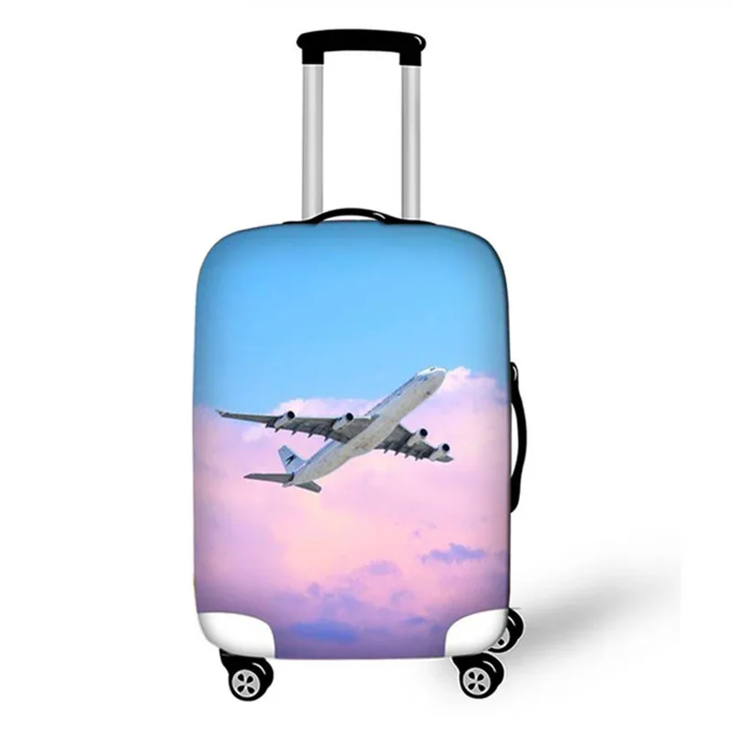 juste de valise de voyage 3d en tissu élastique, housse de protection pour bagages, housse épaisse pour valise à roulettes, accessoire de voyage, avion, 18-32 pouces