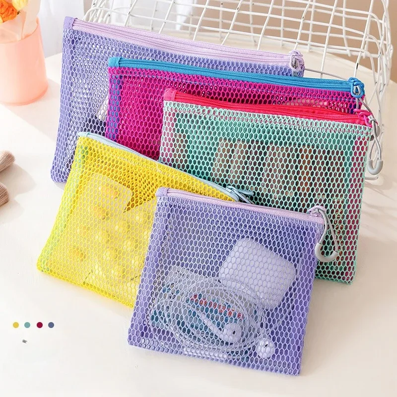 sac à cosmétiques de voyage en maille, sac de rangement de maquillage portable, sacs à main pour femmes, grande capacité, fermeture éclair, organisateur de maquillage, pochette de rangement