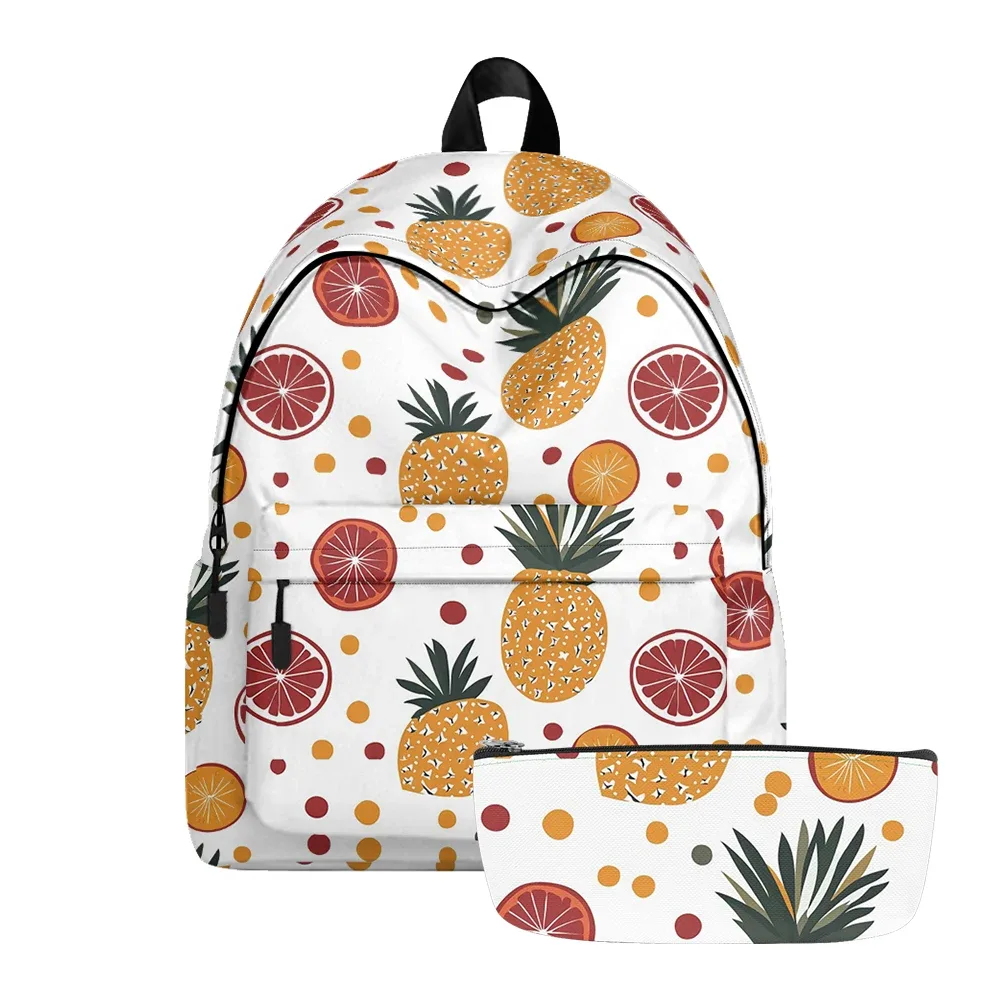 sac à dos tendance imprimé fruits, sacs à crayons, noix de coco tropicale, ananas, cerise, bretelles réglables, sac à dos de voyage scolaire pour adolescents