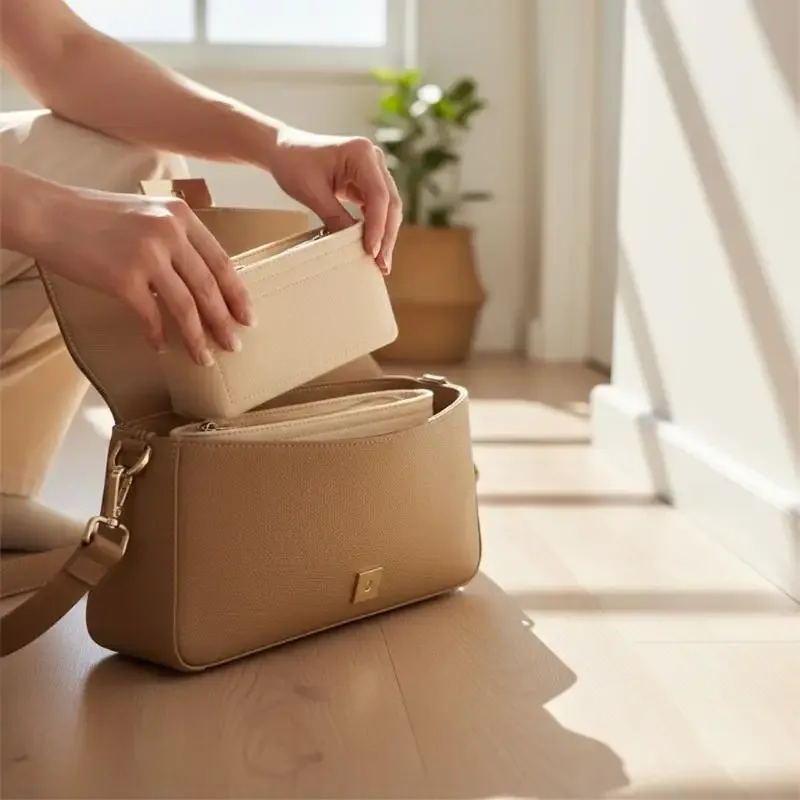 organisateur de sac portable en feutre, doublure intérieure pour sac à main, trousse de toilette, solution pratique de rangement pour sacs à main pour femmes