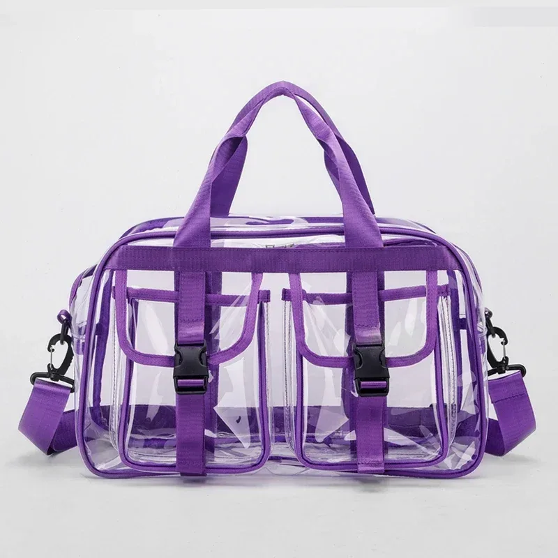 sacs de voyage transparents en pvc, couleur unie, polyvalents, à la mode, nouvelle offre spéciale, fermeture éclair, simple, grande capacité, sac à bandoulière décontracté, 2025