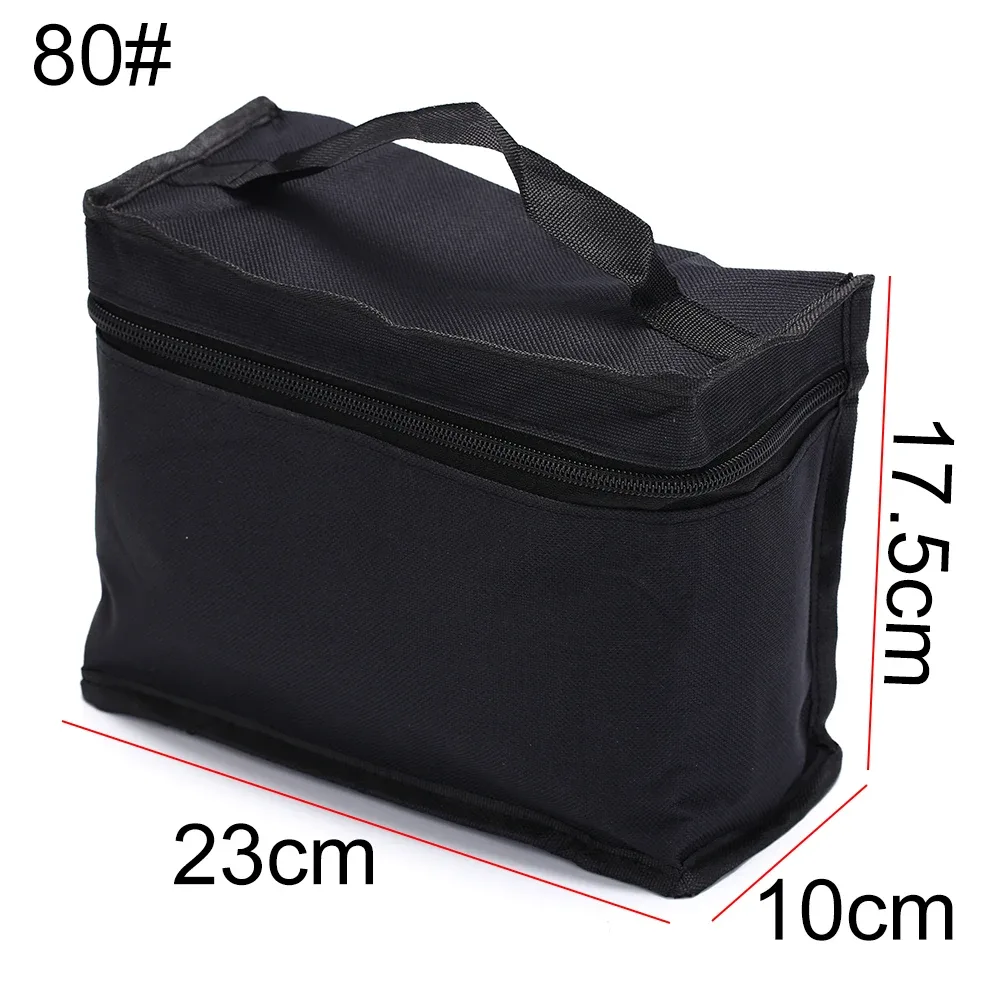 trousse de maquillage de grande capacité, sac cosmétique en toile pliante noire, stylo marqueurs d'art, fermeture à glissière, 5 tan