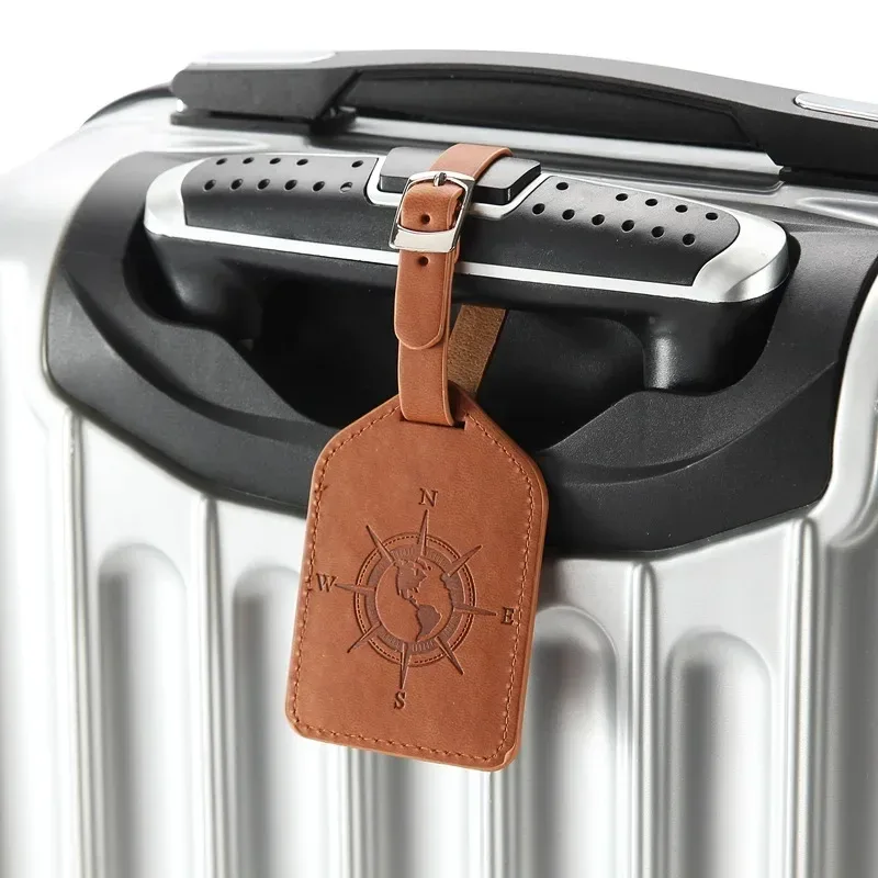 étiquette de bagage en cuir pu, étiquette de bagage pour valise, sac d'embarquement, nom portable, identification, porte-adresse, accessoires de voyage