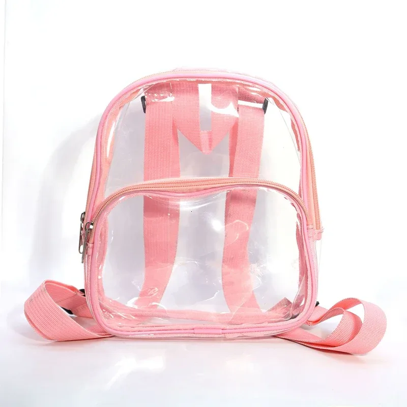 sac transparent en pvc, sac à dos de voyage transparent, sac à bandoulière, sangle pour livre, terrain de sport, mini cartable de voyage étanche approuvé pour enfant
