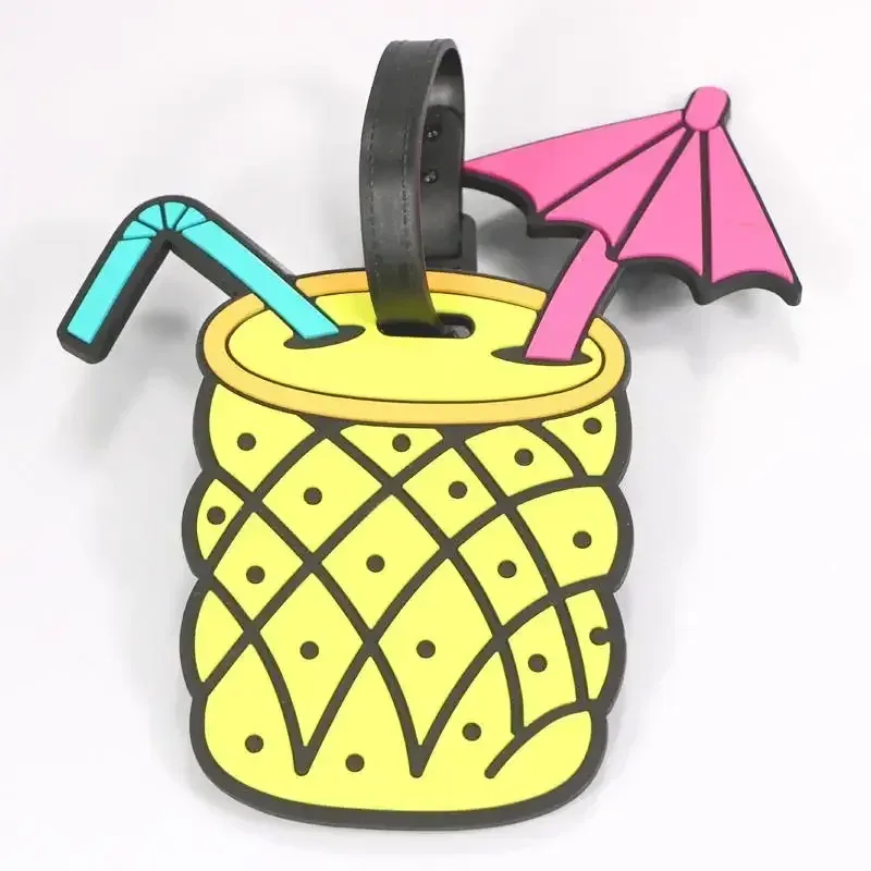 étiquette d'identification de valise anti-perte en silicone, motif de fruits de dessin animé, étiquettes d'identification de nom, étiquette de bagage, étui de voyage