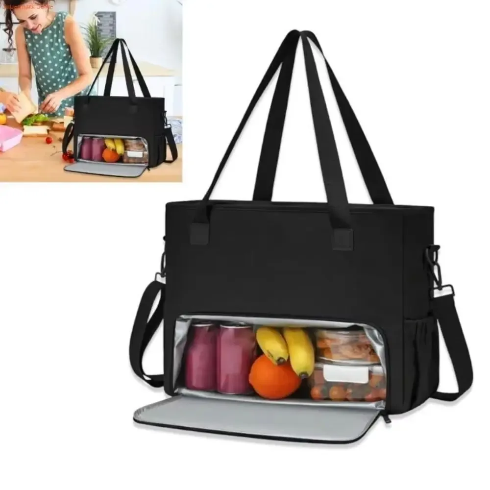 sac fourre-tout à déjeuner 2 en 1 pour femmes, compartiment à déjeuner isolé, sac pour ordinateur portable 15.6 pouces, sac à main d'ordinateur de grande capacité pour le travail