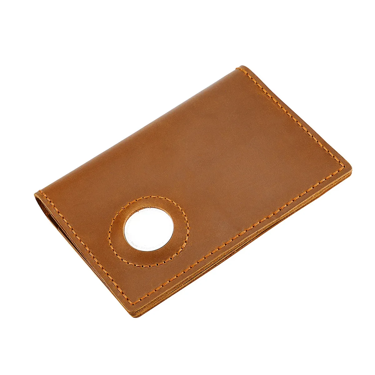 crazy horse – portefeuilles de suivi en cuir, porte-passeport, couverture de passeport pliable en cuir véritable avec fente airtag, indispensable pour le voyage