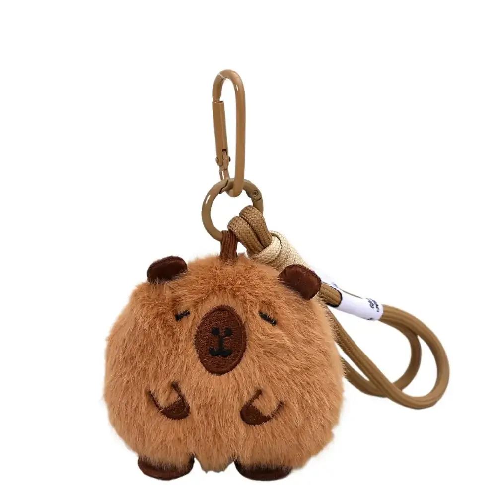 porte-clés en peluche capybara mignon, pendentif animal de dessin animé doux avec mousqueton et cordon, breloque kawaii, ornement de sac à dos, cadeau décoratif