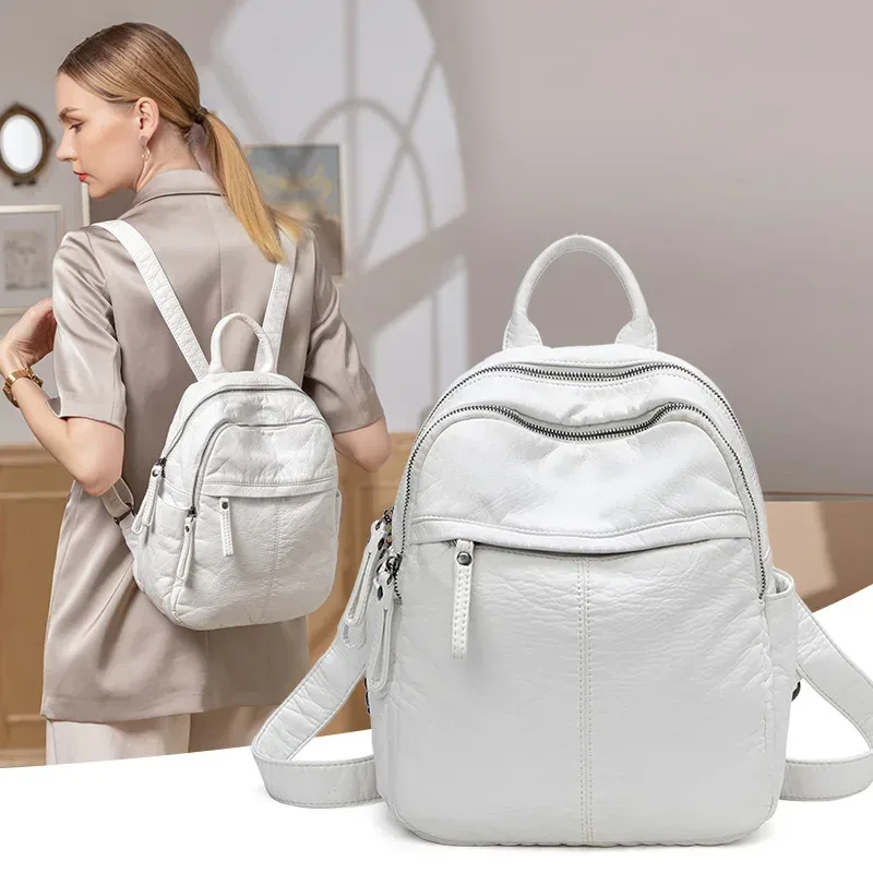 Sac à dos femme sac dame mode sacs à dos esthétiques mignon petit sac à dos sac en cuir sac blanc sac décontracté antivol sac à dos