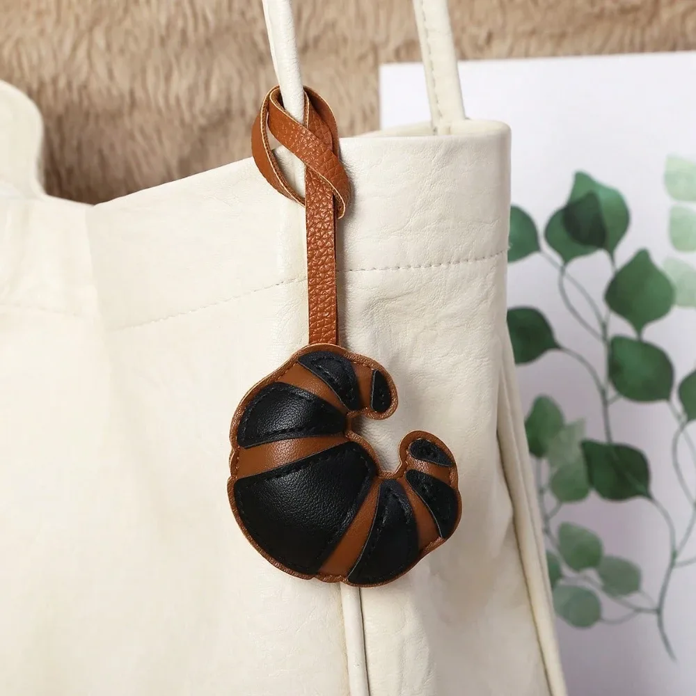 breloque de sac croissant en cuir pu, sac à dos animal kawaii, porte-clés doux, accessoire fait à la main, mignon couple ami, bijoux cadeau
