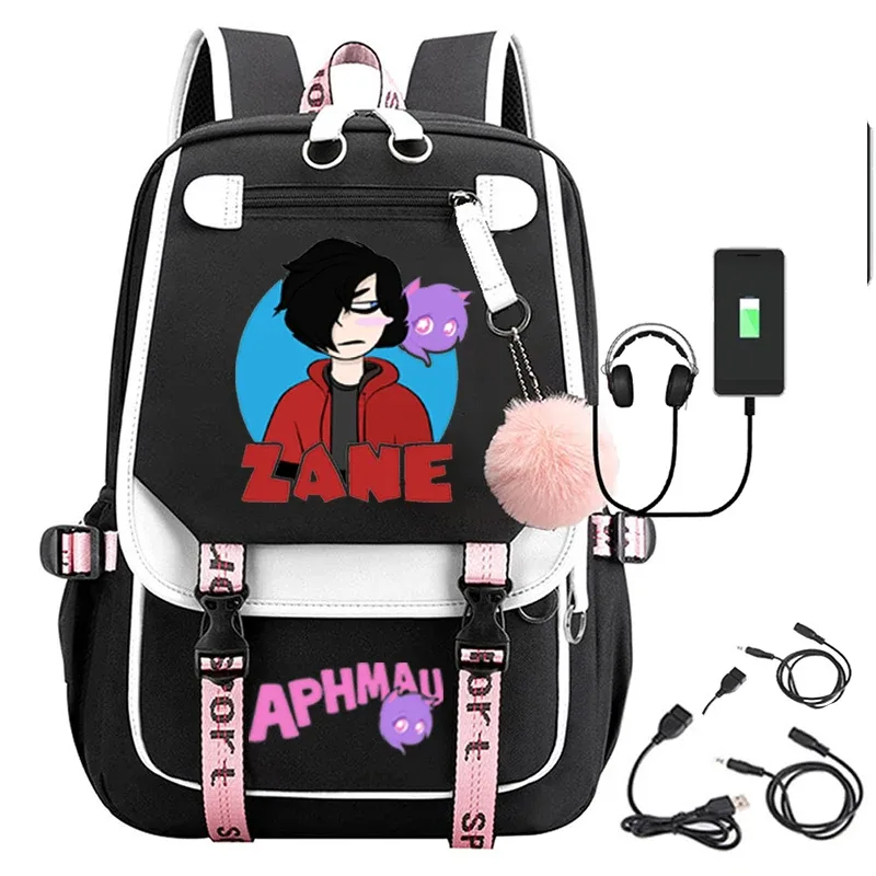 aphmau-sac d'école usb anime sr pour homme, sac à dos étudiant, sac cadeau de voyage