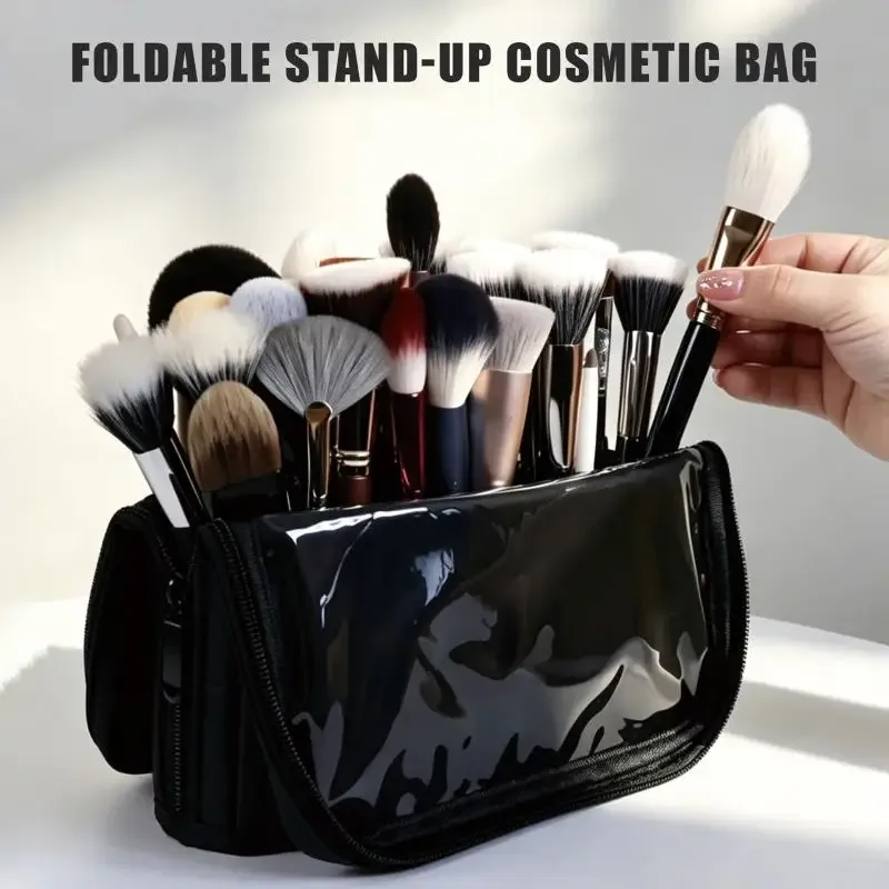 1 pièce – Trousse de rangement pliable pour maquilleurs, pochette autoportante pour pinceaux de maquillage avec séparateurs ajustables