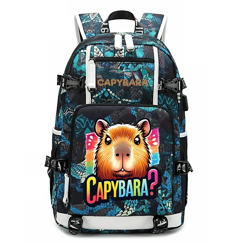 sac à dos d'étudiant à grande capacité avec imprimé de capybara, pour garçons et filles, sac de voyage décontracté, sac d'école léger et durable, utilisation quotidienne