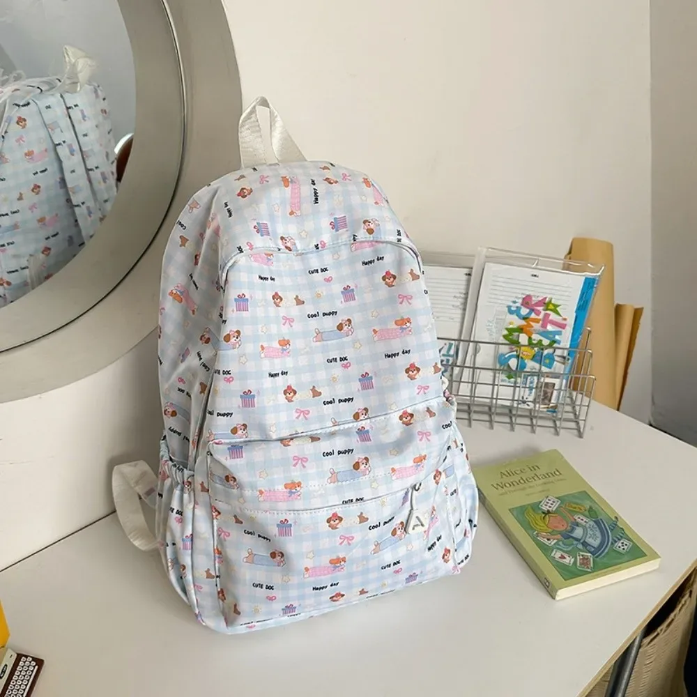 sac à dos de voyage en nylon grande capacité, imperméable, imprimé chat et chien, motif dessin animé, léger, respirant, pour étudiants et écoliers