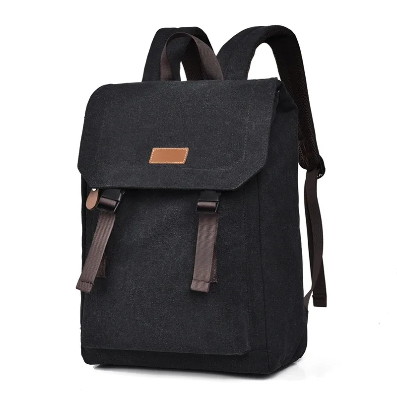 sac à dos en toile pour hommes, sac de grande capacité de style rétro avec sangles à boucle
