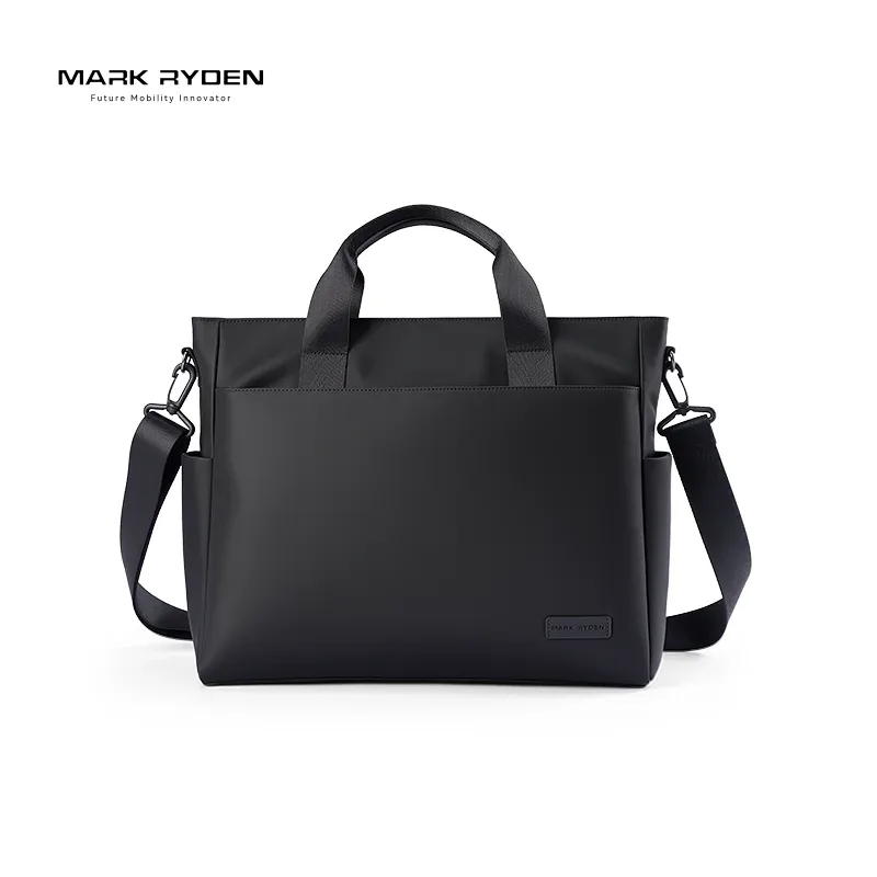 sac fourre-tout pour ordinateur portable mark ryden "smooth brief" résistant à l'eau en oxford avec deux poches latérales, sac à main professionnel avec sangle amovible