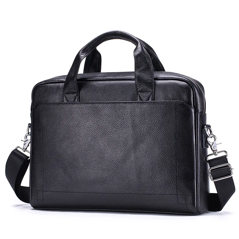 porte-documents d'affaires en cuir véritable pour homme, grande capacité, sac pour ordinateur portable, plusieurs poches, sac de travail durable pour le bureau