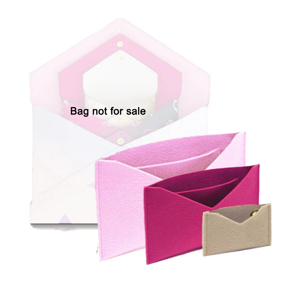 organisateur en feutre pour sac à main, insert kirigami de 3 pièces avec chaîne dorée, sac bandoulière, pochette kirigami, insert organisateur pour sac à enveloppe.