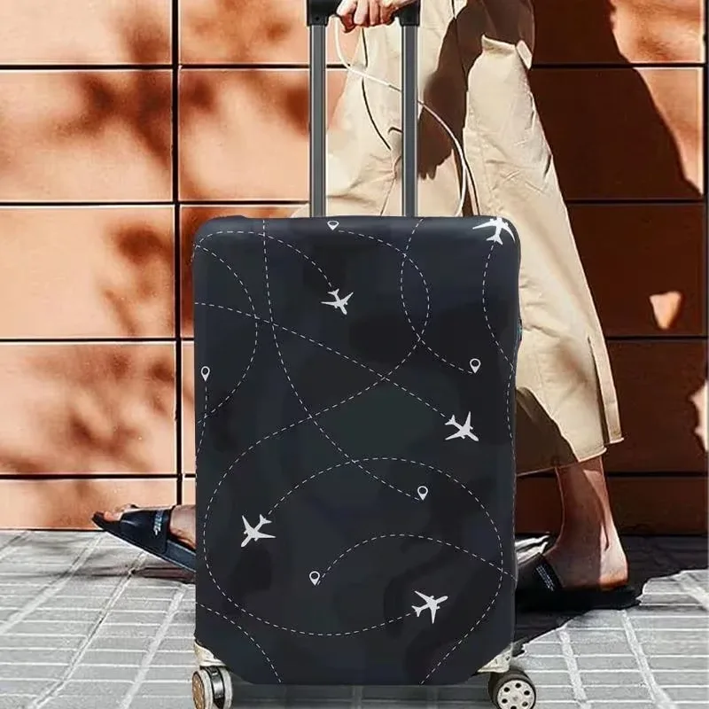 valise noire durable à motif avion pour bagages de 18 à 32 pouces, accessoires de voyage essentiels, protection pour valise
