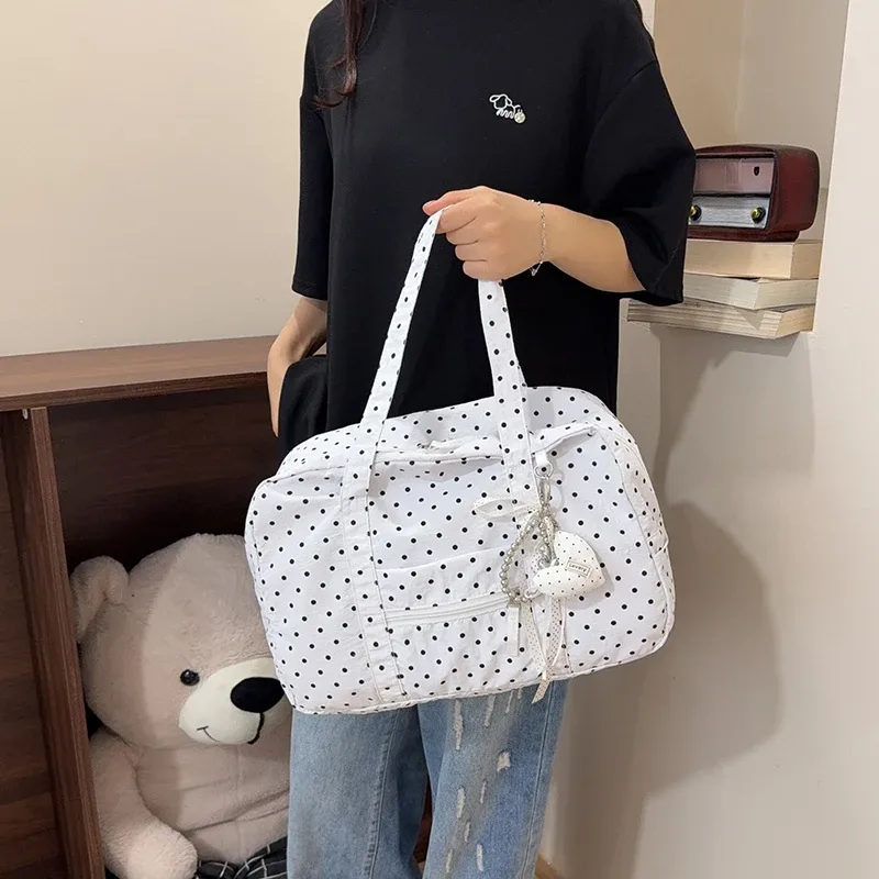 sac fourre-tout à pois pour femme, grande capacité, léger, sac de voyage décontracté, pochette à main, sac à main pour les sorties, le shopping et les voyages