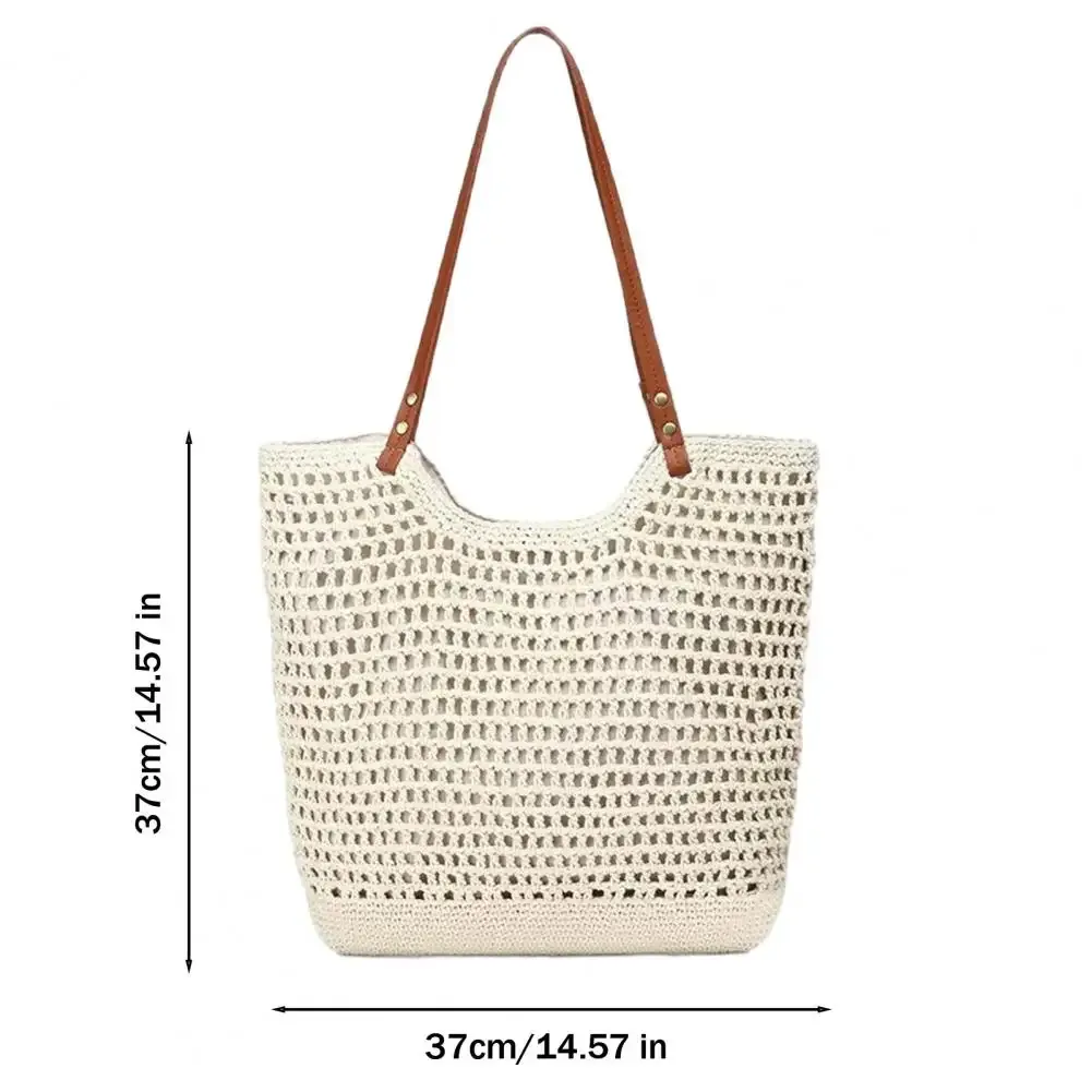 sac à main de couleur unie, sac fourre-tout de grande capacité, sac à main léger en tricot, sac fourre-tout de plage d'été pour femmes, pour les vacances et un usage quotidien