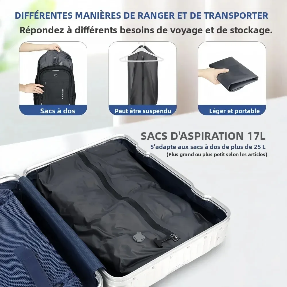 sacs de compression pour accessoires de voyage, sacs de rangement sous vide pour vêtements, sacs réutilisables pour valises, sacs d'emballage pour vêtements, économiseurs d'espace