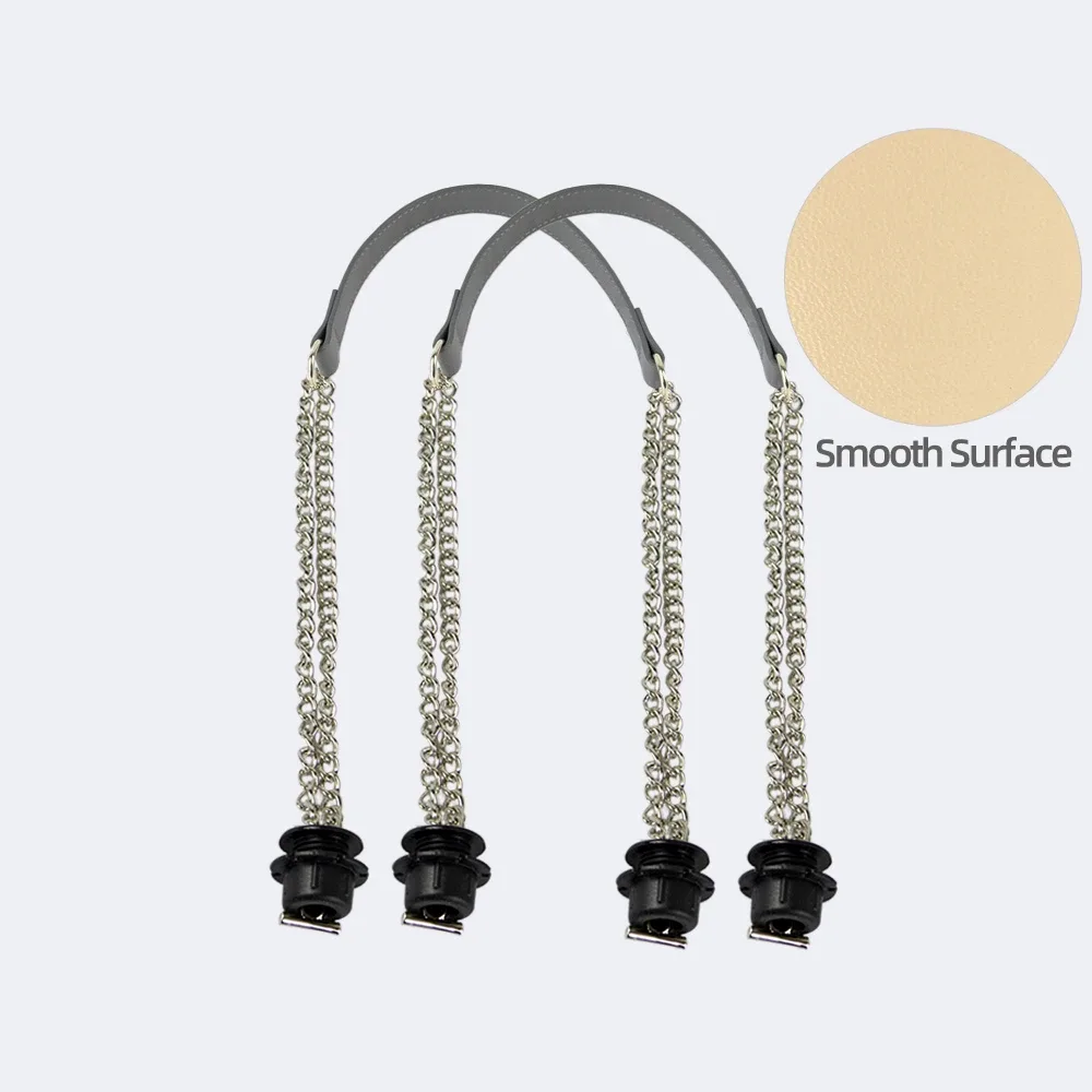 1 paire d'accessoires obag longues poignées en cuir sangles argent longue double chaîne sous les bras pour o sac fourre-tout femmes sacs à main à bandoulière