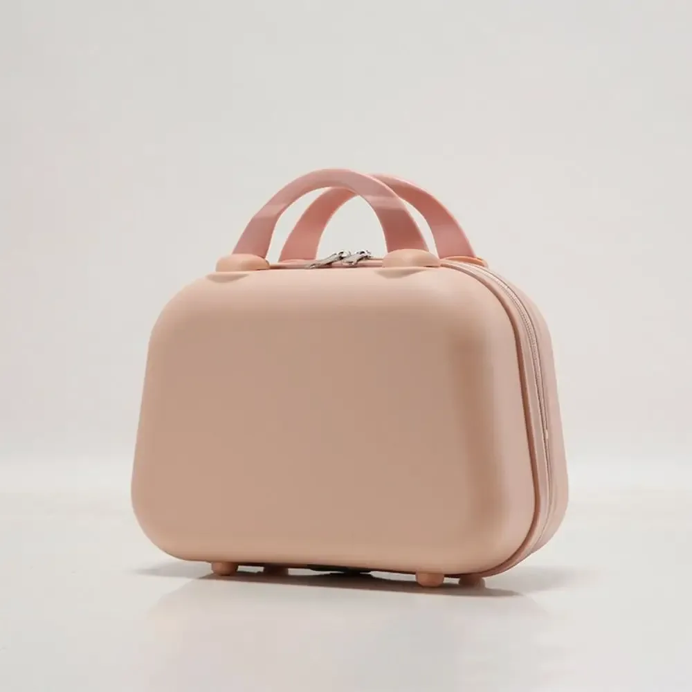boîte de rangement pour articles de toilette, valise de couleur unie, grande capacité, boîte carrée de 14 pouces, étuis à cosmétiques à fermeture éclair, trousse de maquillage portable pour femmes