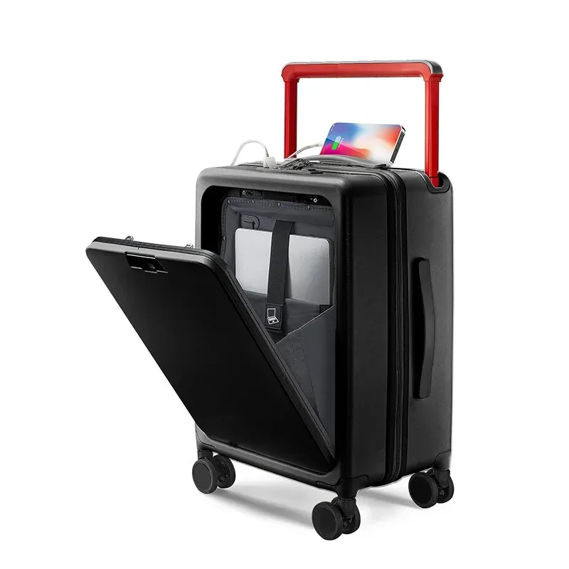 klqdzms 20 pouces pc valise usb charge ouverture avant ordinateur portable boîte d'embarquement multifonction boîtier de chariot 24 "bagage à main