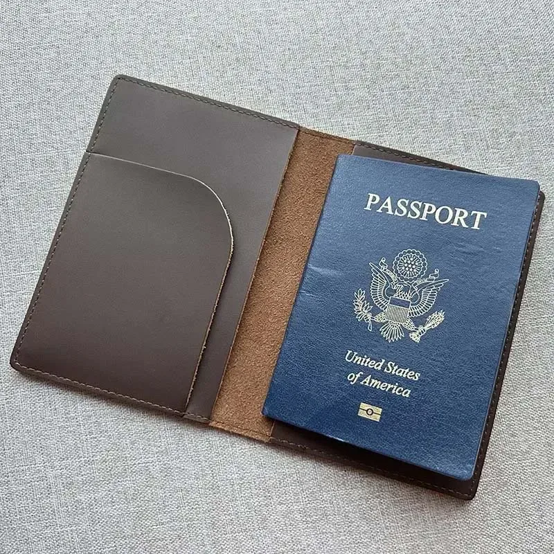 irlande protege passeport personnalisé vintage en cuir véritable de cheval fou, porte-passeport irlandais personnalisé