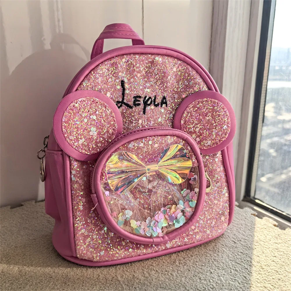Nom personnalisé enfants mignon brillant sac à dos princesse filles dessin animé sac à dos personnalisé enfants mode maternelle sac à dos