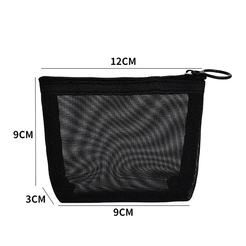 sacs à cosmétiques transparents en maille portables, petit grand sac de maquillage noir, étui de rangement de toilette de voyage, pochette de rangement de rouge à lèvres