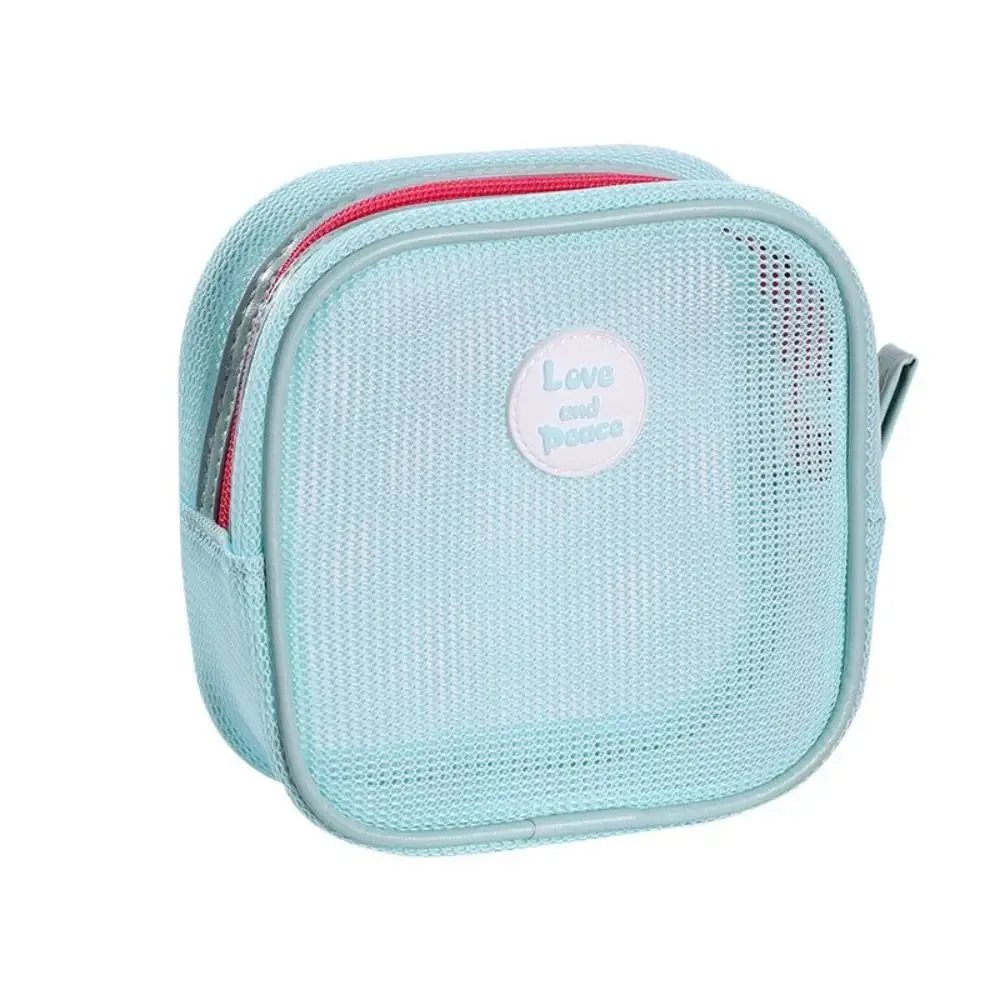 trousse de maquillage carrée portable en maille transparente avec fermeture éclair, sac cosmétique visible, trousse de toilette, porte-monnaie, sac de rangement pour articles de toilette, idéal pour les vacances
