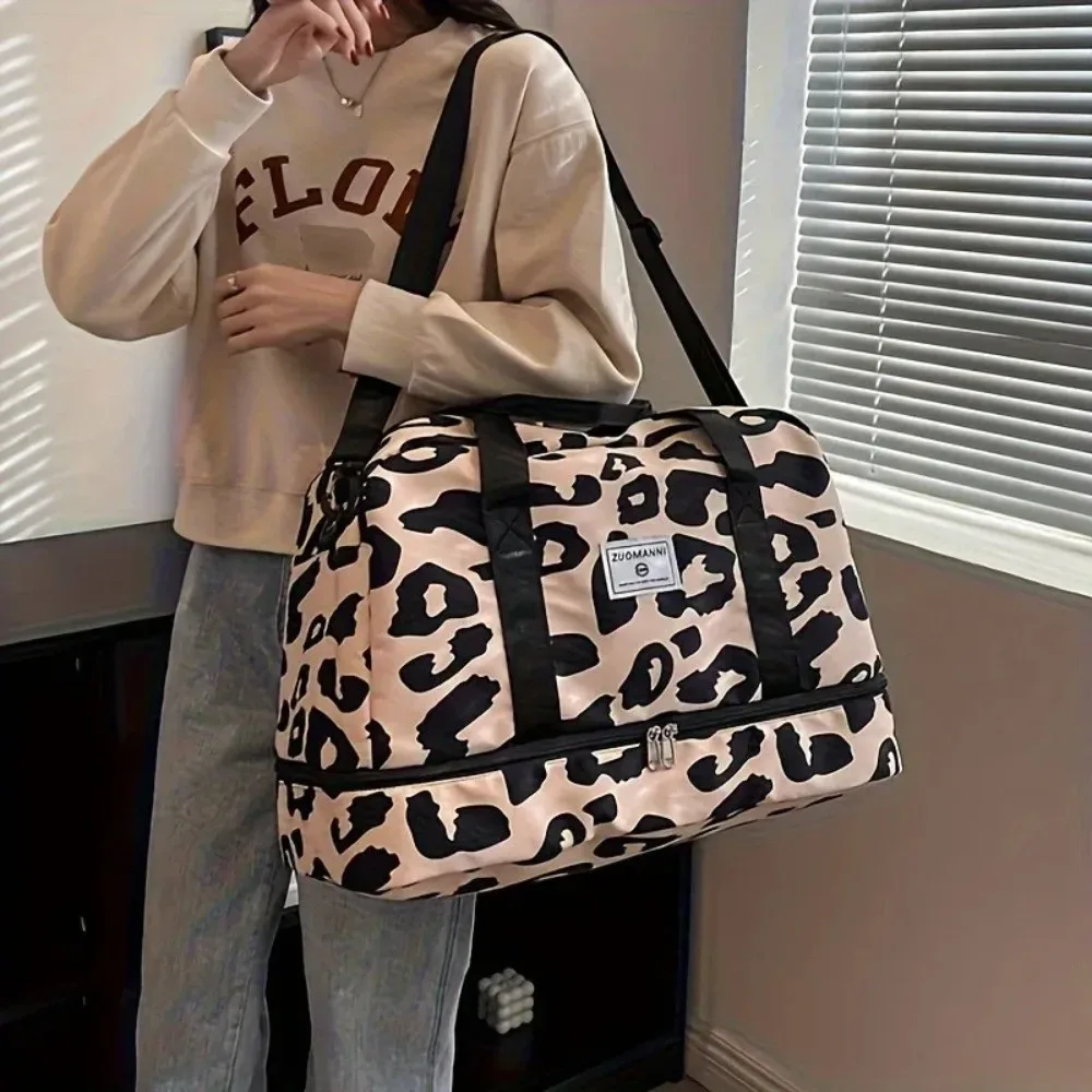 sac de voyage de grande capacité à la mode avec imprimé animal, sac de week-end en nylon, sac de voyage imperméable, sac à main, sac de sport, sac de gym