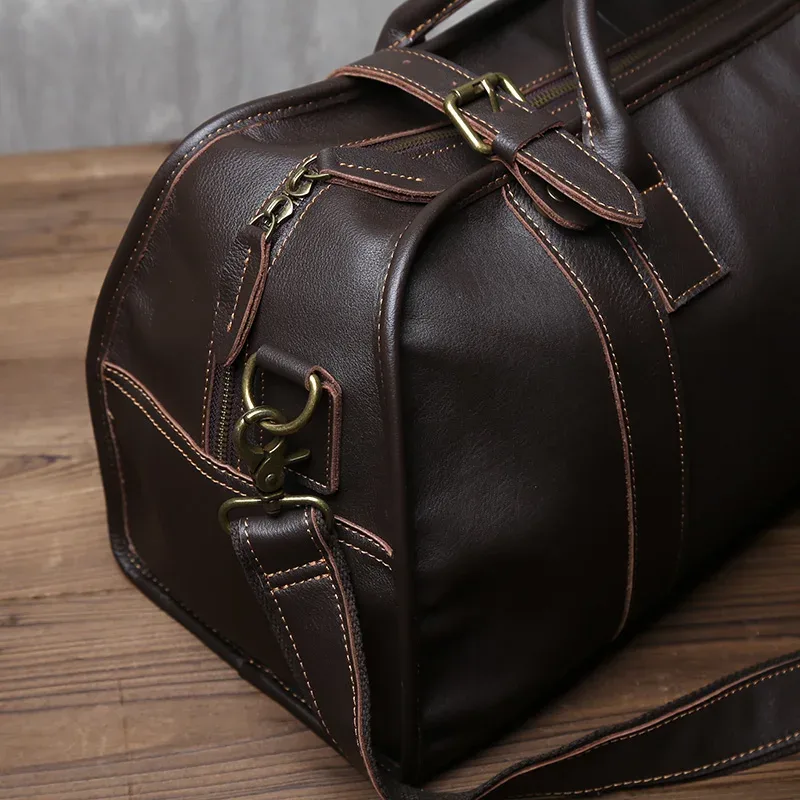 sac à bandoulière en cuir véritable pour homme, sac à main décontracté, cuir de vachette couche supérieure, grande capacité, voyage à courte distance
