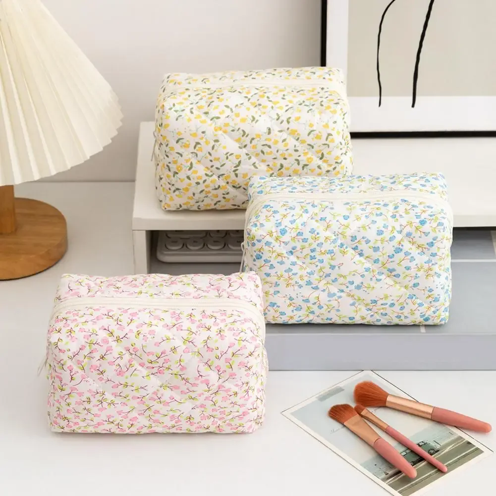 trousse de maquillage de voyage florale pour femmes, pochette de rangement pour articles de toilette de grande capacité, étui à cosmétiques souple b8h9