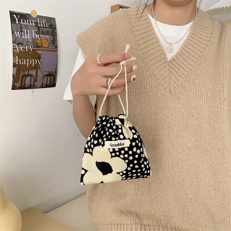 sac de rangement kawaii grill floral pour femmes, sac à main de voyage cosmétique, porte-monnaie rouge à lèvres, sacs de maquillage mignons, portefeuille en poudre, petit