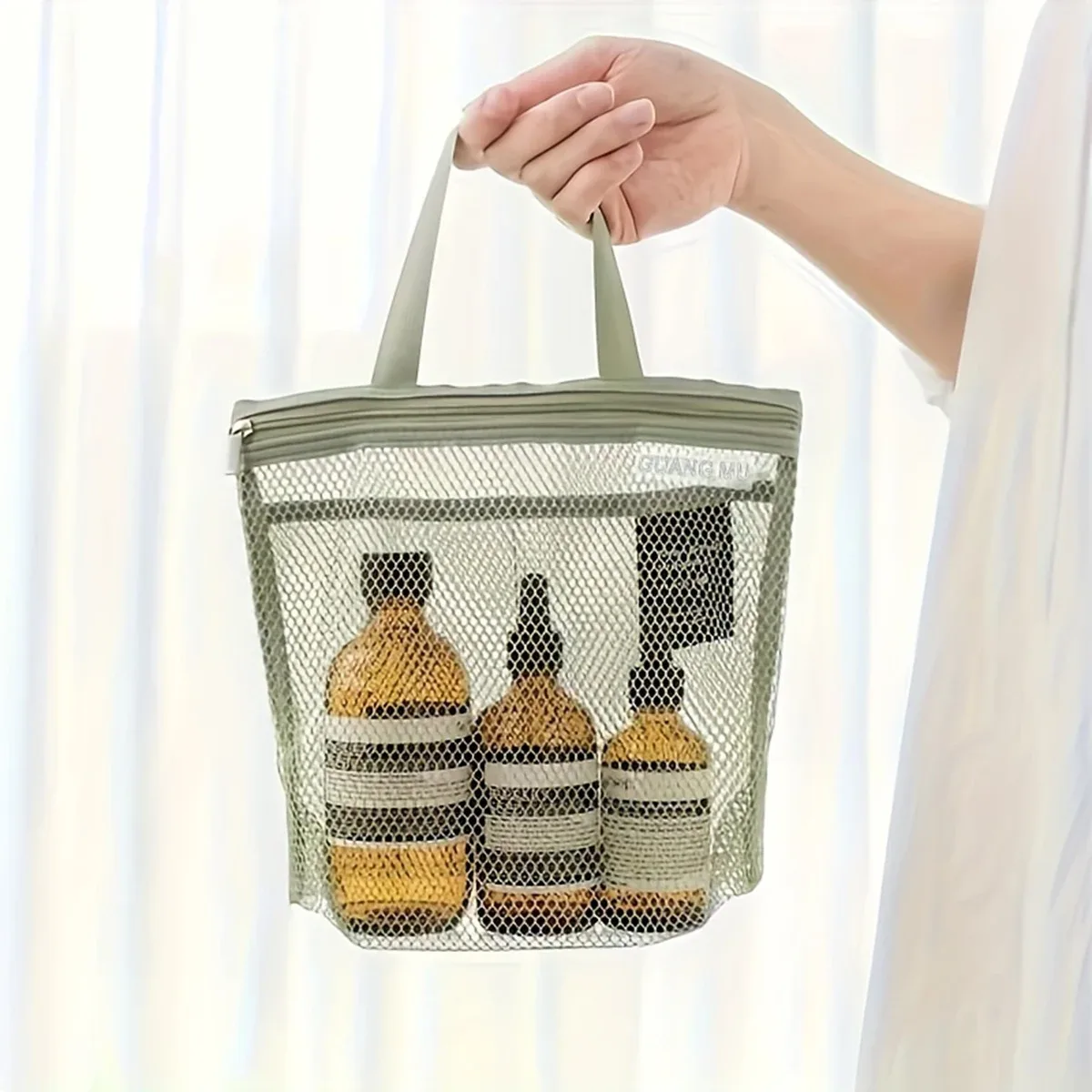 sac de maquillage portable en maille imperméable, sac de bain, sac de sport, sac de rangement pour articles divers, trousse de toilette de voyage