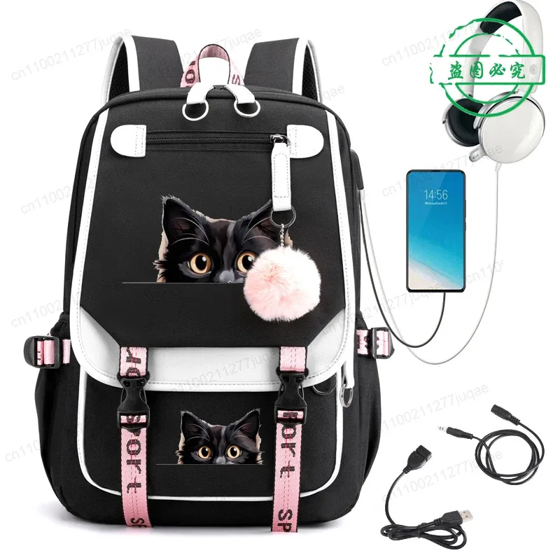 sac à dos kawaii chat de dessin animé tendance anime pour adolescentes et adolescents, sac d'école, sac de voyage pour ordinateur portable