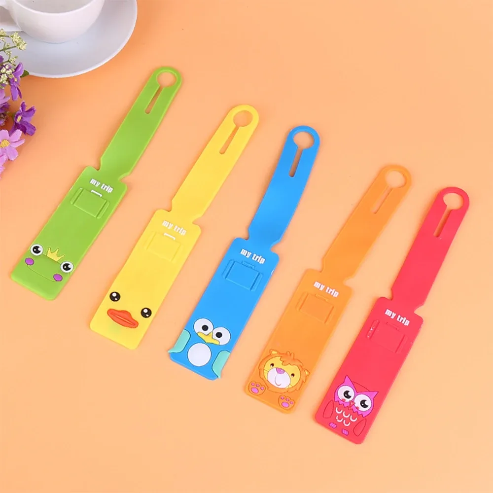 lot de 5 étiquettes de bagage en silicone adorables pour carte d'embarquement, accessoires de voyage tendance, étiquettes de bagage mignonnes pour le vol