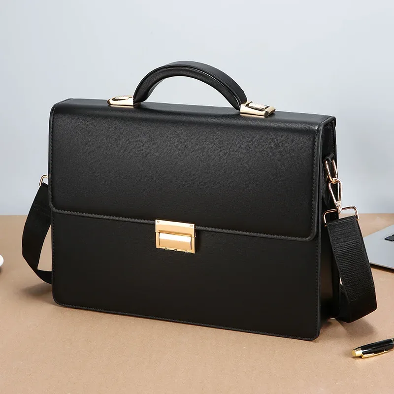 Porte-documents pour hommes avec verrouillage par mot de passe, sac à main en Pu pour hommes d'affaires, sac à documents de grande capacité, sac à bandoulière
