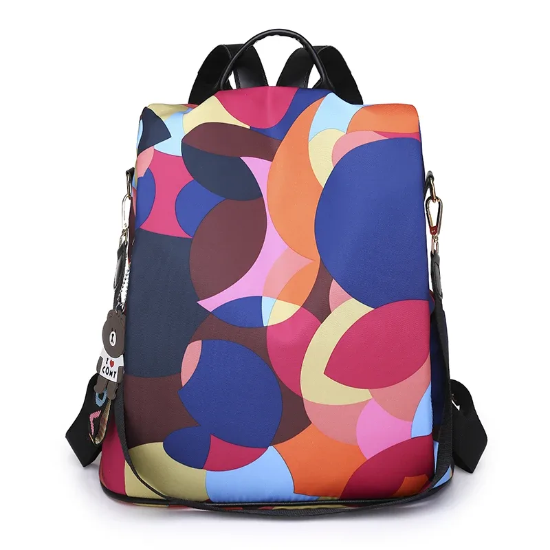 sac à dos oxford étanche pour femmes, sac à dos antivol à la mode, sac d'école imprimé de haute qualité, grande capacité, 2024