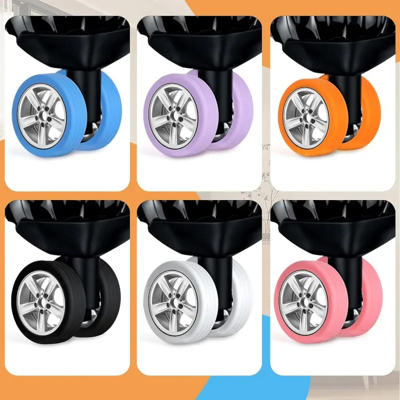 protecteur de roues de bagages en silicone, 8 pièces, roulettes, chaussures, valise de voyage, réduit le bruit, accessoires de couverture de protection
